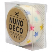 お名前ラベルシール 『NUNO DECO TAPE (ヌノデコテープ) しろいカラフルスター』 KAWAGUCHI カワグチ 河口|ワッペン|ソーイング