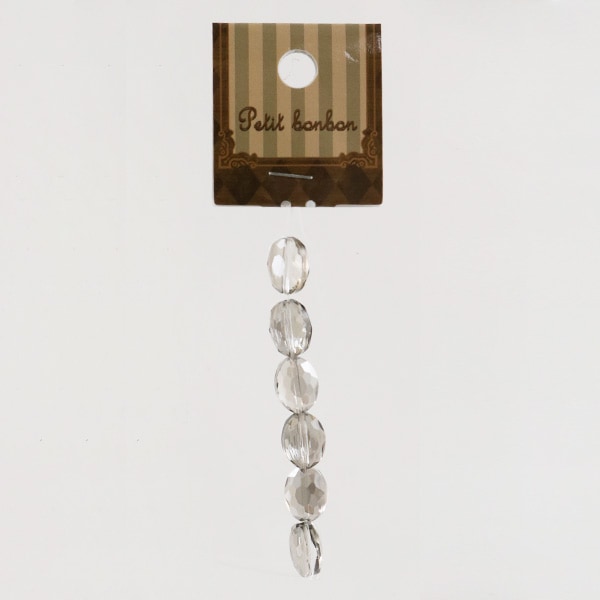 アクセサリー素材 『楕円形 ガラスビーズ シルバーグレー 6粒入