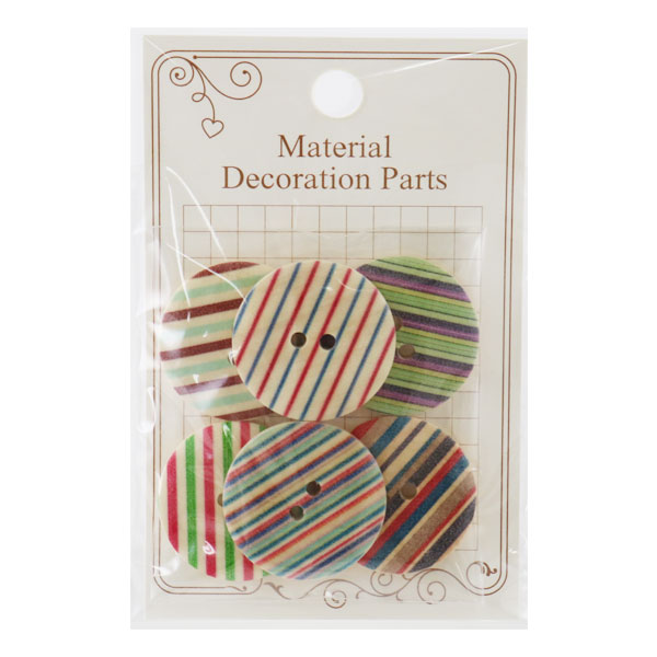 ボタン 『ウッドボタンMIX 3cm ストライプ』 服飾,ボタン・バックル