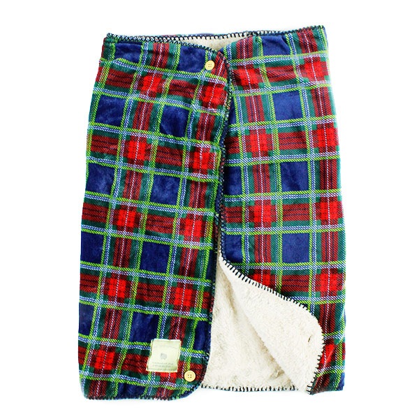 防寒具 『裏ボアブランケット 70×100cm チェック柄 チェックネイビー