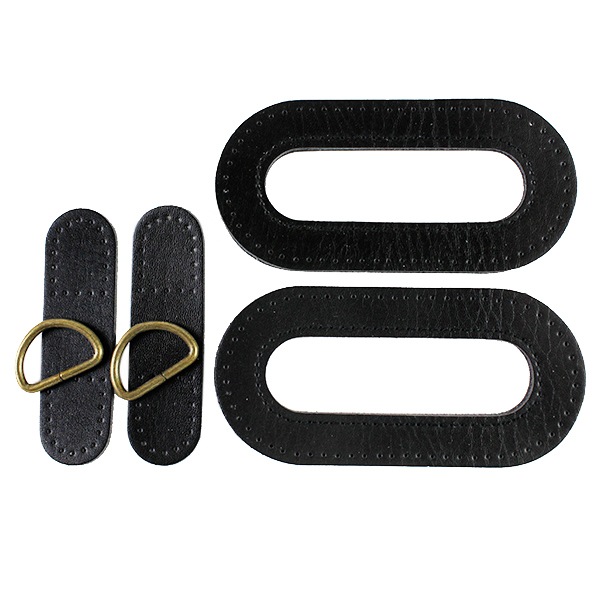 かばん材料 『クラッチハンドルセット 04オーバル (ブラック