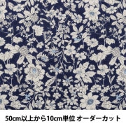 【現品限り】【数量5から】 生地 『マンセルコレクション シーチング 花柄 紺 YUZ-675-3』 mansell マンセル YUWA 有輪商店【ユザワヤ限定商品】|素材|生地・布