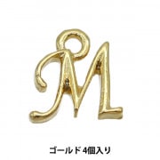 アクセサリー素材 『イニシャルチャーム K 4個入り ゴールド 271