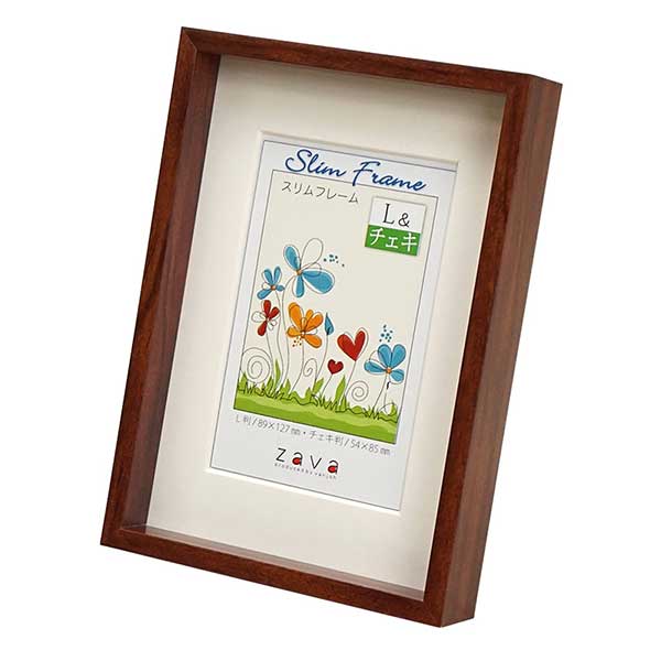 額 『スリムフレーム L&チェキ ブラウン』 画材・文具,額| ホビー材料