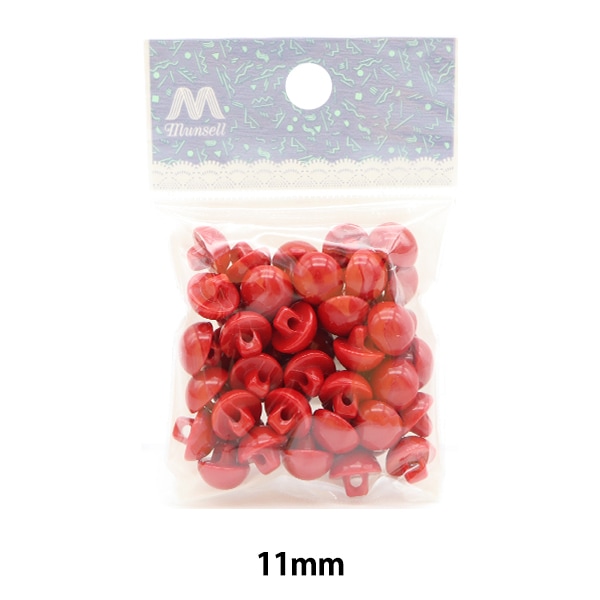 手芸 目 パーツ 『目玉釦 11mm 50個入り 赤 No.750-R-11』 服飾,ボタン