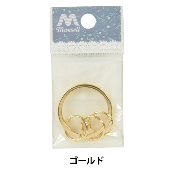 手芸金具 『3連キーリング ゴールド 1個入り』 ビーズ,ビーズ金具