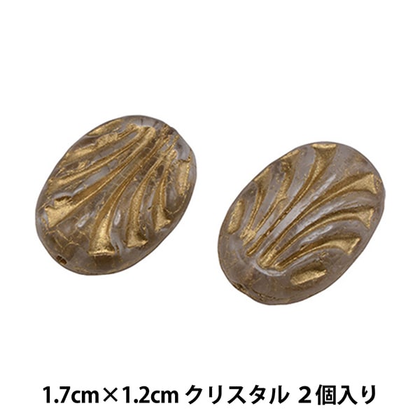 ビーズ 『チェコビーズ オーバルリリー クリスタル 1.7cm×1.2cm 2個