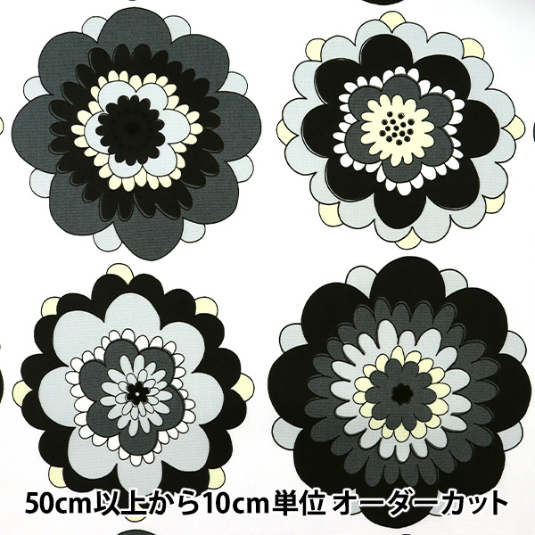 数量5から】 生地 『オックス 花柄 黒 99094-1D』 コットン,柄から探す