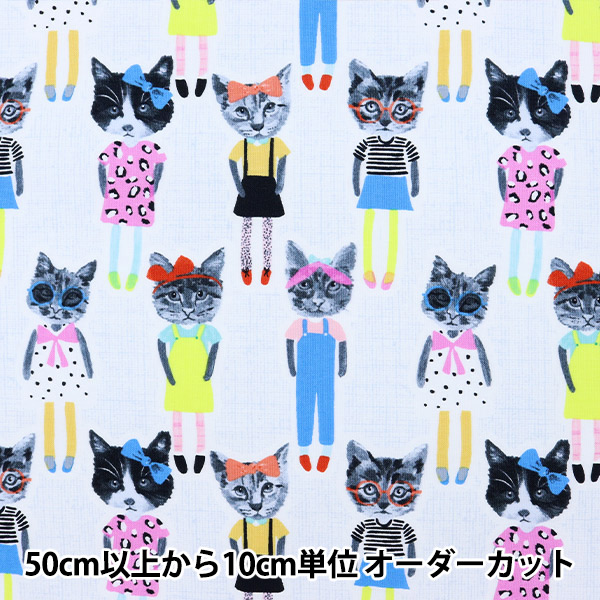 数量5から】 生地 『インクジェットプリント ねこ CAT-C8331』 USA