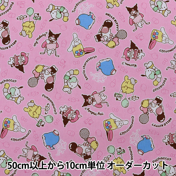 数量5から】 生地 『シーチング サンリオキャラクターズ柄 ピンク G