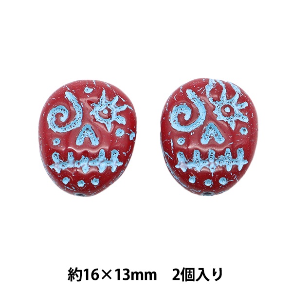 ビーズ 『チェコビーズ ファニーフェイス レッド×ブルー 16mm×13mm 2個入り PB942-FF』 ビーズ,輸入ビーズ,チェコビーズ|  ホビー材料の通販「ユザワヤ公式ネットショップ」