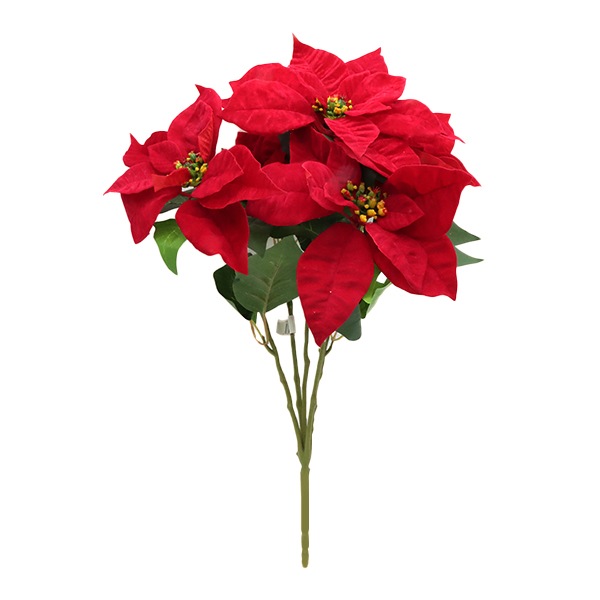 造花 シルクフラワー 『ベルベット ポインセチアブッシュ5輪 1930D