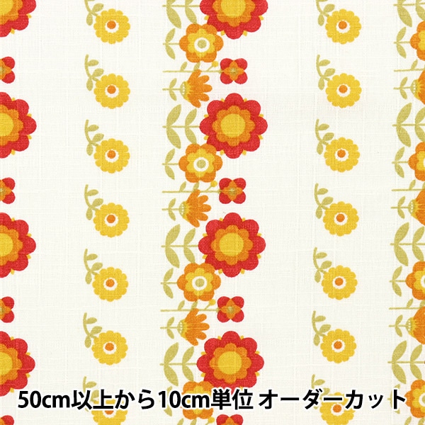 数量5から】 生地 『サザンクロス レトロポップ レトロフラワー 赤 142