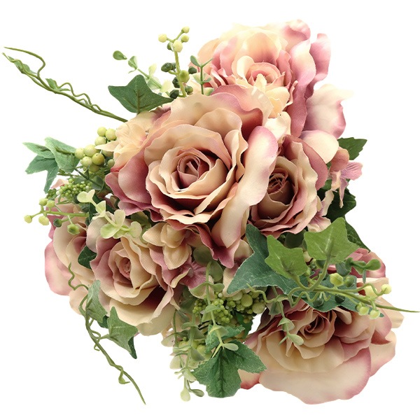 ❷布花　薔薇のコサージュ　マゼンタピンク　シルクデシン　手染め　入学式 布花優しいピンクに染めたシルクフラワーの薔薇のコサージュ