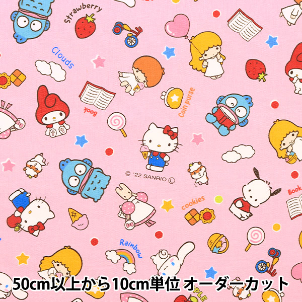数量5から】 生地 『オックス サンリオミックス ピンク 804176』 生地