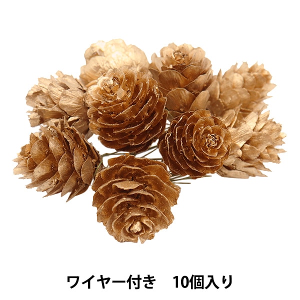 リースパーツ 『から松 ゴールド ワイヤー付 約3cm×2.5cm 10個入り XM