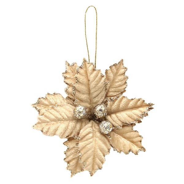 新品未使用☆アンティーク風☆トールペイント☆お花のオーナメント 造花 シルクフラワー 『ポインセチアオーナメント ベージュ AX60244