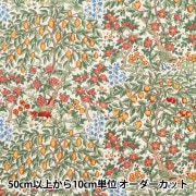 【数量5から】 生地 『ローン V&A 果樹園 クリーム×レッド VA10009-A』|種類から探す|生地