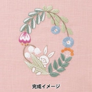 刺しゅうキット 『刺しゅうを楽しむプリントクロス コハナうさぎとお花
