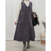 ワンピース 『あったかウールライクAラインワンピース チェックグレー