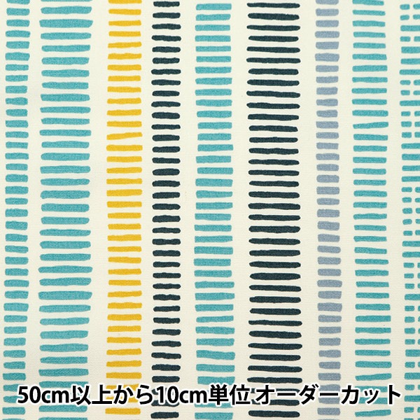 数量5から】 生地 『オックスプリント スティック キナリ×ブルー 142