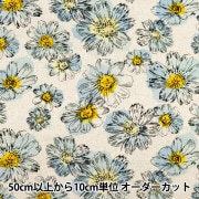 数量5から】 生地 『日比谷花壇 花屋さんのお花柄 綿麻キャンバス