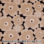 数量5から】 生地 『う早この布 綿麻キャンバス 百花 ブラック地×モカ