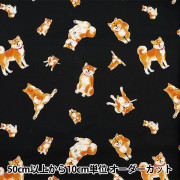 ストック生地　柴犬 数量5から】 生地 『オックス 柴犬 ネイビー AP42109-2D』 生地,柄から