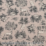 現品限り】 【数量5から】 生地 『モーリークロス 鳥獣戯画 クロ
