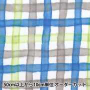 【数量5から】 生地 『NOVA Wガーゼ マルチチェック グリーンブルー NGW-AQCH-GNBL』 KOKKA コッカ 【ユザワヤオリジナル】|種類から探す|生地