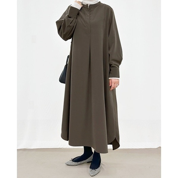 ワンピース 『スキッパーシャツワンピース チャコールグレー SA00683
