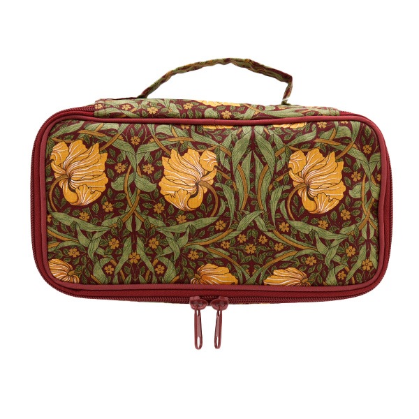 収納ケース 『BEST OF MORRIS柄 ポーチ ハンドル付 カーキレッド P7