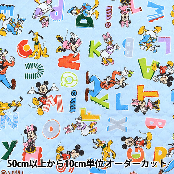 数量5から】 生地 『オックスキルト ミッキー&フレンズ 生成 GRQ
