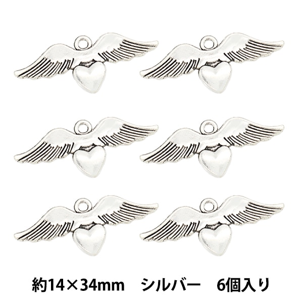 フェザーデザインチャーム໒꒱✨I. アクセサリー素材 『チャーム フェザー6 シルバー 6個入り M12390