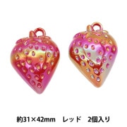 アクセサリー素材 『ガラスチャーム いちご レッド 2個入り B764