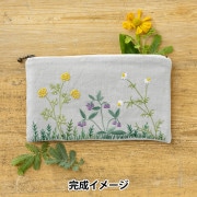 ラベンダー畑　花刺繍入　 巾着ポーチ　ハンドメイド ラベンダー畑 花刺繍入 巾着ポーチ ハンドメイド