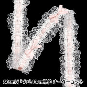 【9085】海外　マステ　5m巻　ラメ加工カッティング　レース　白リボン　装飾系 数量5から】 レースリボンテープ 『リボン装飾レース 約3.5cm幅