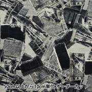 【数量5から】 生地 『オックス デニムプリント ブラック系 38132-1C』|柄から探す|生地