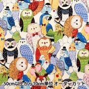 数量5から】 生地 『オックス パワフルアニマル 鳥 ブラウン YGA-81050