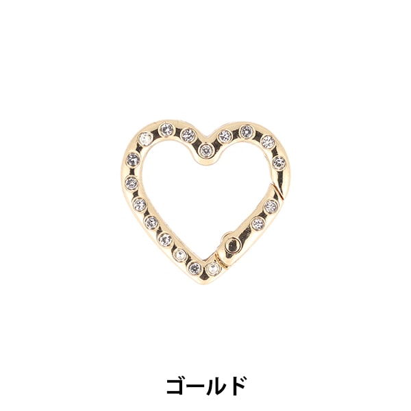 手芸金具 『キラキラストーン カラビナ ハート ゴールド NR-14