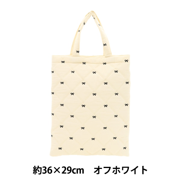 バッグ 『リボン刺しゅうキルト トートバッグ オフホワイト HS2283-1OW
