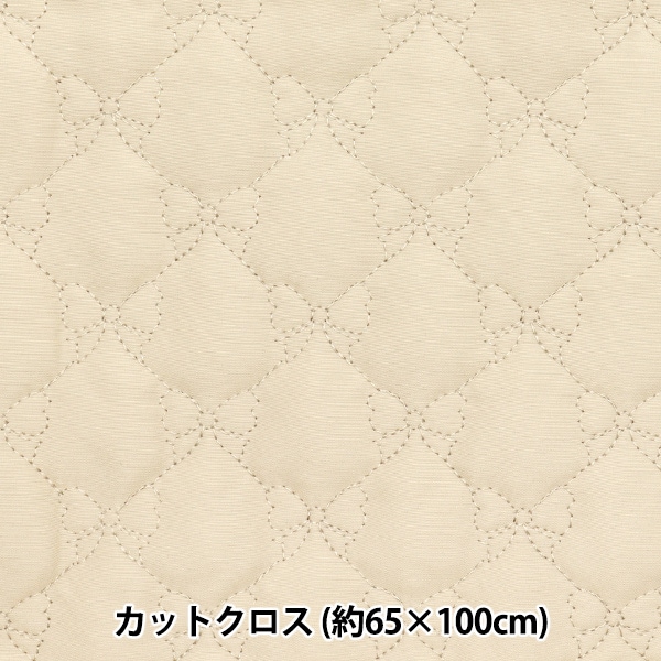 生地 『キルトカットクロス リボン柄 約65cm×100cm ナチュラル C