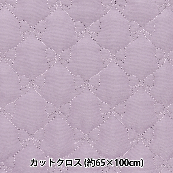 生地 『キルトカットクロス リボン柄 約65cm×100cm パープル C-HS2291
