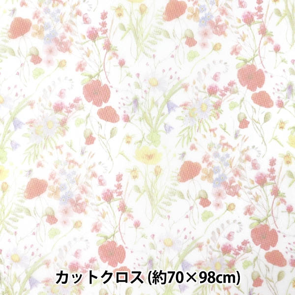 生地 『チュールプリントカットクロス ボタニカル柄 約70cm×98cm C