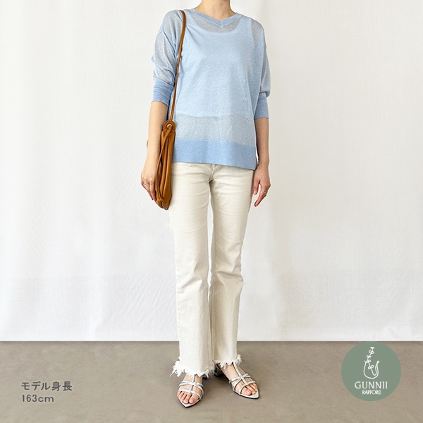 トップス 『2WAY シアーラメサマーニット ラメサックスブルー
