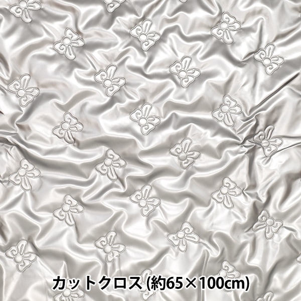 生地 『メタリックリボンキルトカットクロス 約65cm×100cm シルバー C