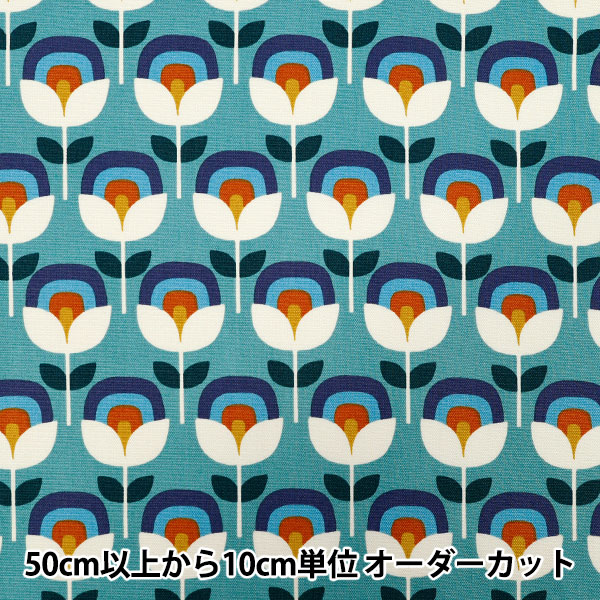 数量5から】 生地 『オックス レトロフラワー ブルー ACS1130-C