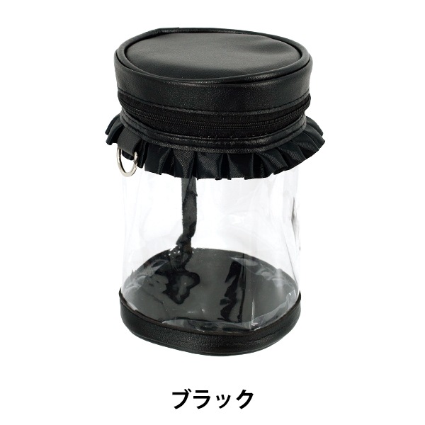 バッグ 『フリル付円柱型ポーチ ブラック』 amifa アミファ 生活