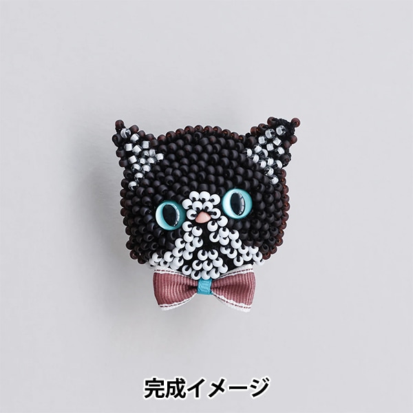 ビーズキット 『猫ブローチキット ブサカワ クロハチワレ BFK670