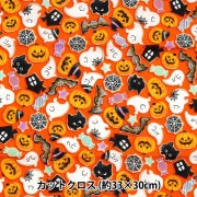 生地 『シーチング コットンプリント カットクロス 約33cm×30cm オレンジ PW-AP45101-2A』|種類から探す|カットクロス